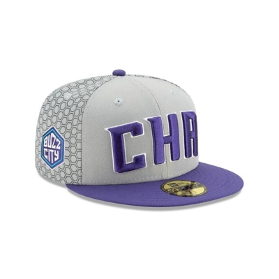 Grey Charlotte Hornets Hat - New Era NBA 2019 NBA Authentics City Series 59FIFTY Fitted Caps USA2348157